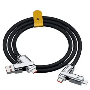Four-In-One USB Charging Cable, Fast Dual Port Design, Max 240w, Compatible with iPhone, Samsung, Tablets, and More Devices