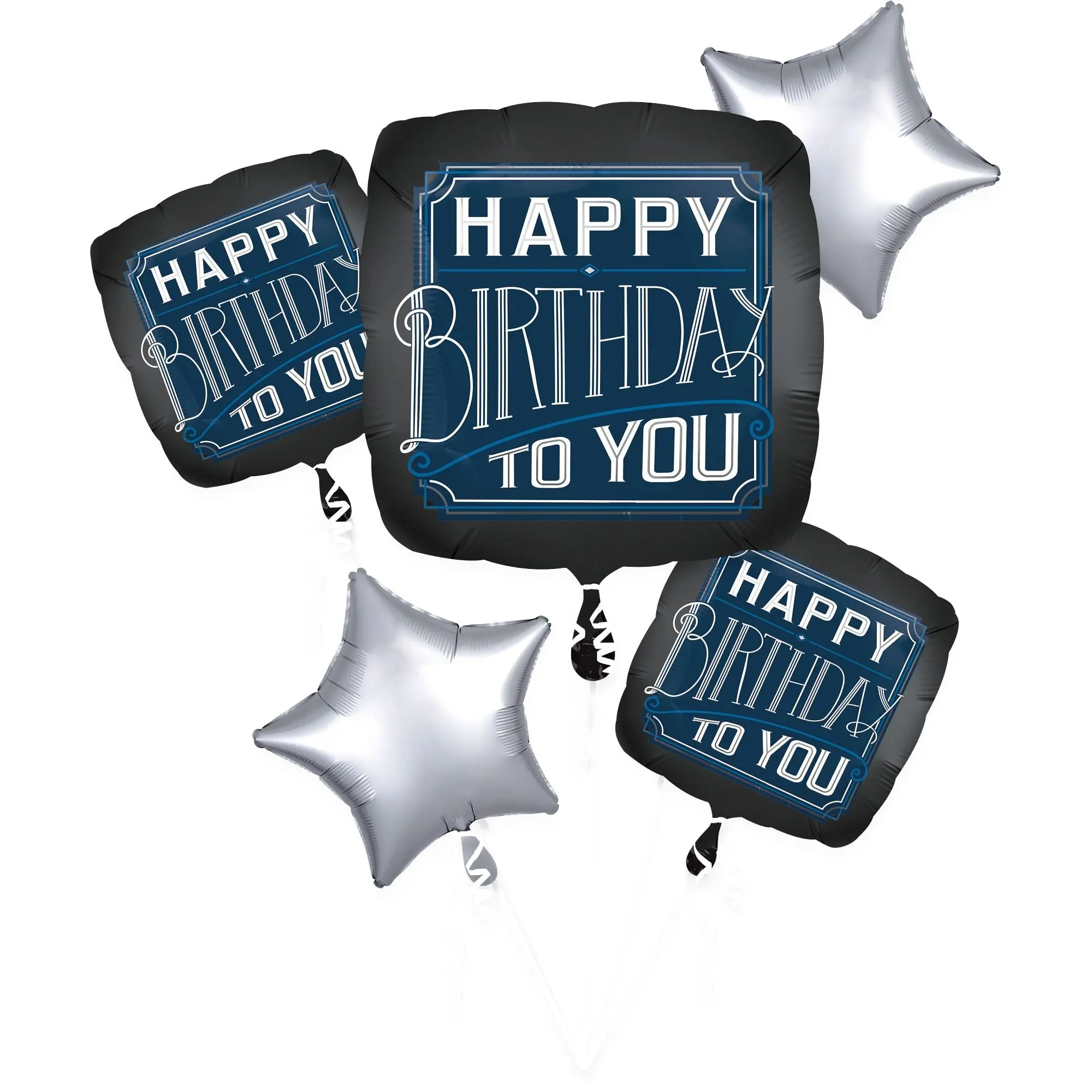 Elegant Black and Silver Birthday Balloon Bouquet Elegant Black and Silver Birthday Balloon Bouquet