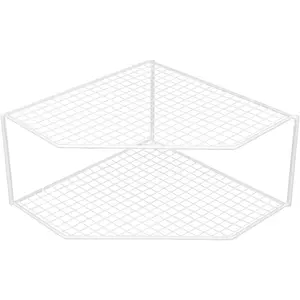 2-Tier Corner Shelf Cabinet Organizer Corner Stand Rack Countertop Shelf for Dishes and Cabinet Pantry Cosmetics Makeup Organization 12cm White