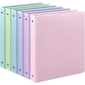 1-Inch 3-Ring Binder with Pockets, 1'' Premium View Binders with Three Ring Binders Holds up to 200 Sheets US Letter Size, Bulk Pack of 6 (1-inch Pastel Color)