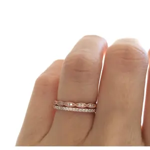 Art Deco Wedding Band And Half Eternity Band Set