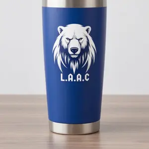 L.A.A.C 20 oz stainless steel tumblers, BPA-free, with double-wall insulation and a powder-coated (matte finish) surface featuring laser engraving. Keeps beverages hot or cold for hours.