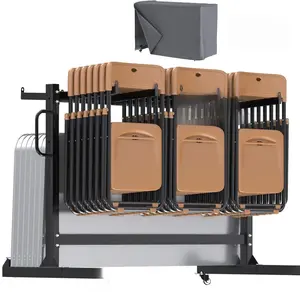 Folding Chair Rack, Heavy Duty 540LBS Weight Capacity Chair Cart for 42 Chairs or 12 Tables, Folding Chair Dolly Storage Rack with Swivel Wheels, Holder and Weatherproof Cover