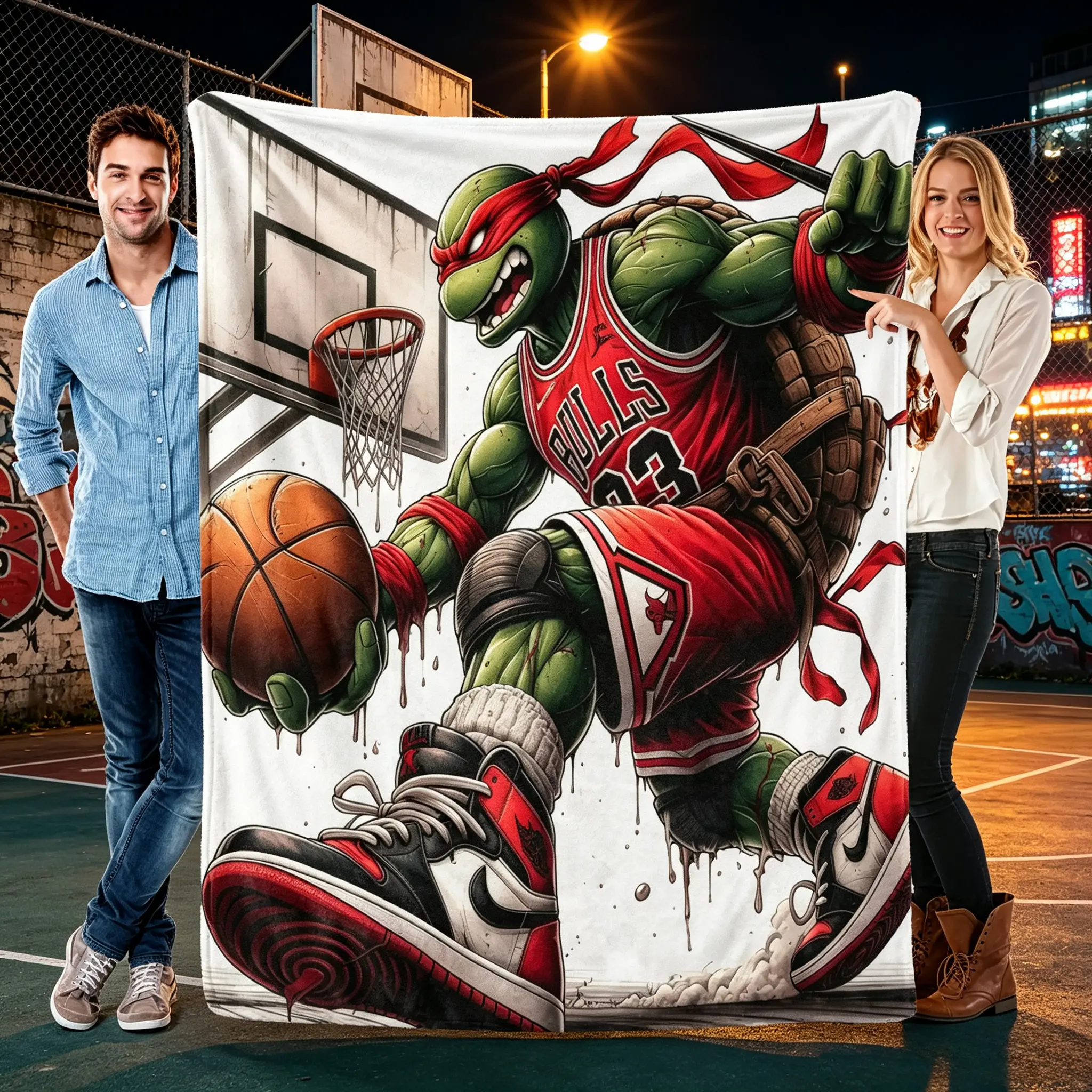 BULLS  No. 23 Ninja Turtles Blanket  Fun and Soft Blankets, Perfect for Home Bedroom Bed Sofa Picnic Travel and Office Use Ideal for Christmas and Holiday Gifts.