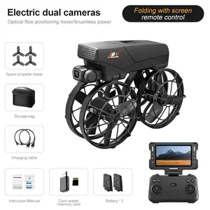 M8 drone: screen remote, foldable cover, 180° electric camera, optical flow hover, brushless, gesture, 2 batteries, 360° roll, trajectory, vertical shoot, long flight, for teens.