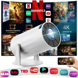 HY300Pro Portable Projector  Dual Wifi  1280*720P Android  Built-in Speaker Bluetooth  White Home Cinema Outdoor 2025 Upgraded Mini Version
