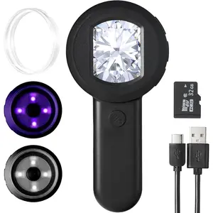 100X Magnifying Magnifier with 2inch IPS Screen, White &Purple Light and Camera Function for Trichome Bug Coins Jewelry-(32GB TF Card Included, Mac/Windows Compatible)