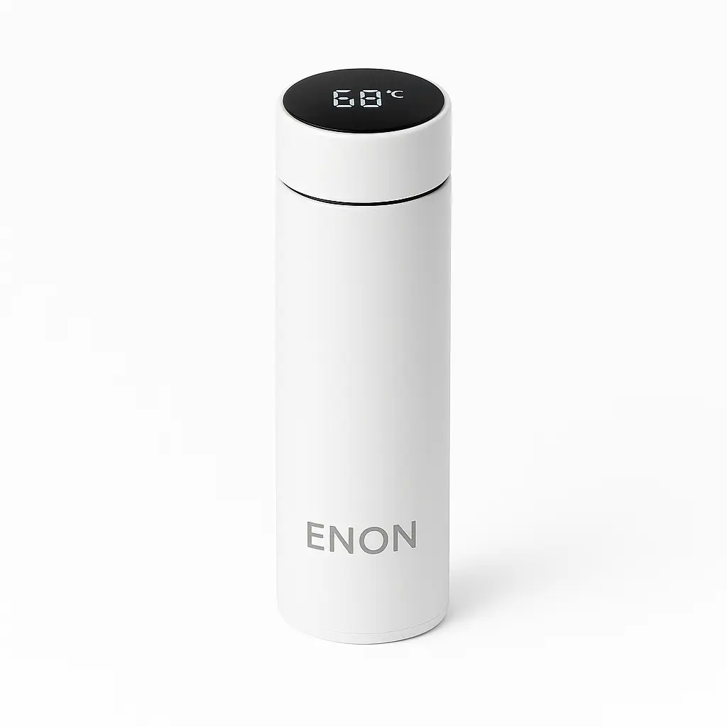 ENON Smart Bottle Arctic Pearl 500ml Stainless Steel Insulated Tumbler with Digital Temperature Display Portable Drinkware Flask