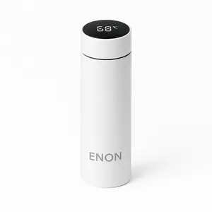 ENON Smart Bottle Arctic Pearl 500ml Stainless Steel Insulated Tumbler with Digital Temperature Display Portable Drinkware Flask