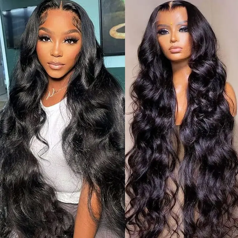 Body Wave Human Hair Wig 13X6 HD Lace Front Wigs Human Hair 13X4 Lace Frontal Wigs Human Hair Pre Plucked  Natural Black Human Hair Glueless Wigs For Women