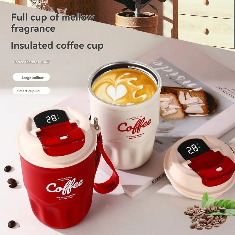 360ML Stainless Steel Insulated Cup Mug with Rope Handle, Portable, Smart Temperature Display, Home Office Outdoor Use, Christmas Gift, Thermos Coffee, Flasks, Drinkware