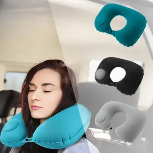 Travel Inflatable Neck Pillow, U-Shaped Portable Cushion for Car and Airplane, Foldable Outdoor Camping Accessory