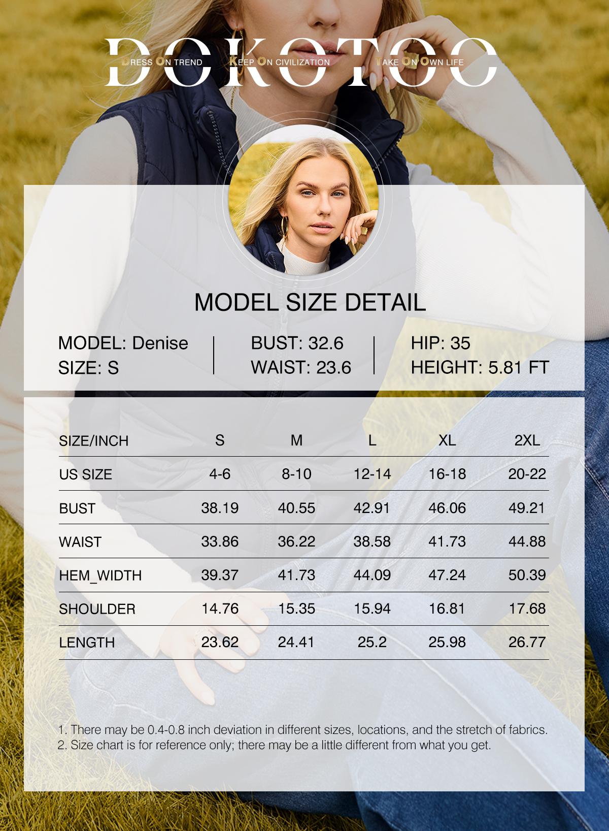 Dokotoo Puffer Vest Women Sleeveless Zip Up Outerwear Stand Collar Quilted Vest Warm Winter Jackets Coats with Pocket