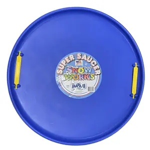 Super Saucer 28-Inch Round Snow Sled with Handles | Blue | Manufactured here in the USA