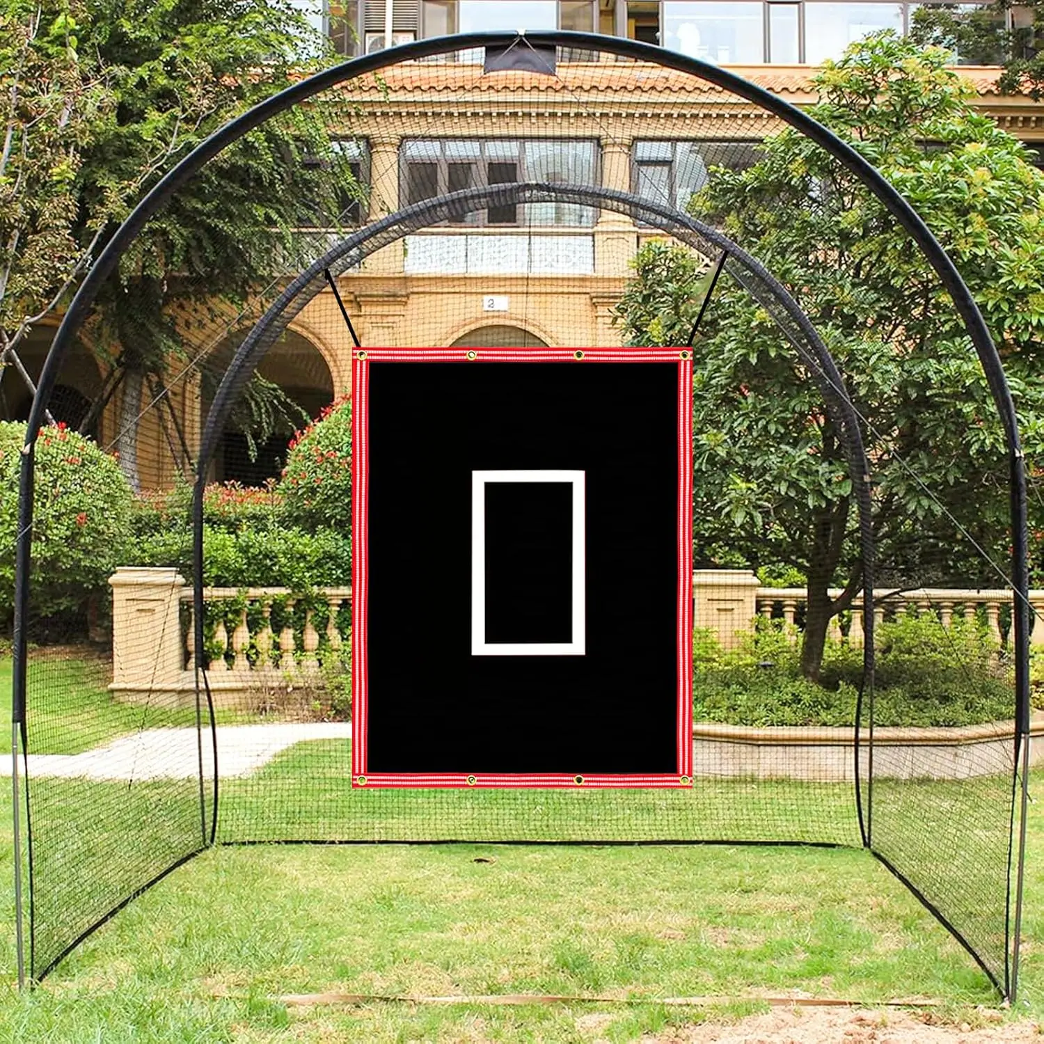 Kapler Baseball Batting Cage Backstop - 5x6FT Heavy Duty PVC Vinyl Backdrop with Strike Zone & Net Saver - Backyard Hitting Pitching Training Aid