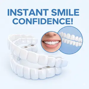 【3PC】1 Minute Vision Enhancement Non-Medical Snap-On Veneers, Cosmetic Dental Smile Covers Temporary Natural White Dentures, Soft and Flexible to Fit Upper Teeth, Reusable Smile Covers Adjustable Braces, Instantly Boost Confidence for Party.