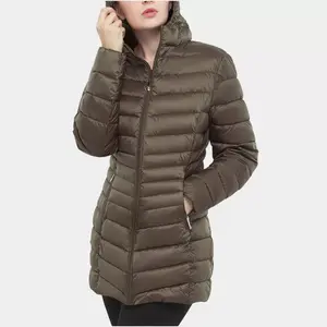 Rokka&Rolla Women's Light Long Coat Packable Puffer Jacket-Olive, size Medium