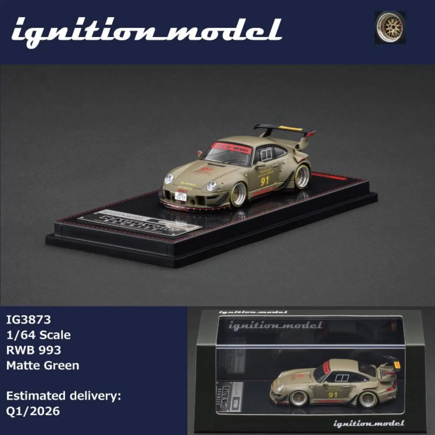 1:64 Porsche RWB 993 Matte Green