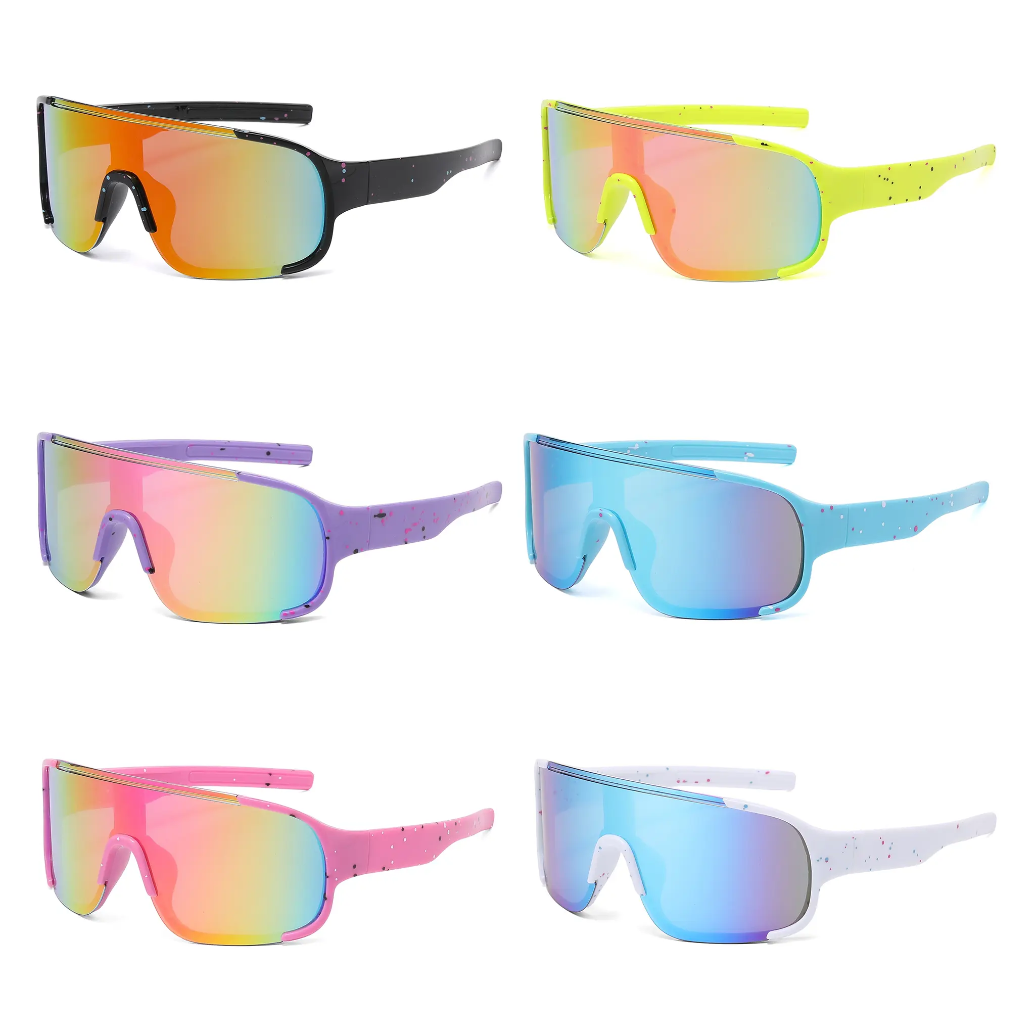 Paleshy 6 Pack Shield Sports Sunglasses for Men & Women, Oversized One-Piece UV400 Cycling Glasses, Lightweight Wraparound Eyewear for Running, Baseball, Fishing & Outdoor Sports