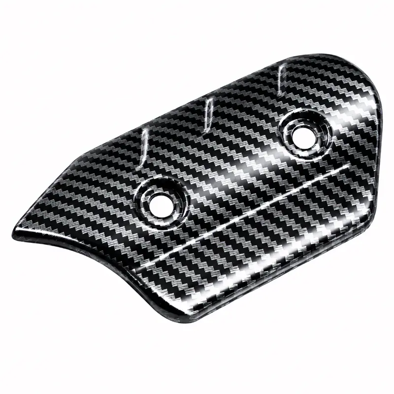 Universal Motorcycle Exhaust Heat Shield - Stainless Steel Muffler Guard, Thickened Panel Carbon Fiber Look Anti-Scald Pipe Cover with Heat Isolation, Quick Mount for Round Pipes, Enhances Riding Safety for Aftermarket Exhaust Mufflers