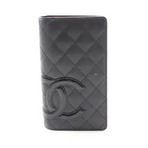 Pre-owned CHANEL Patent Leather Small Leather Goods Cambon line long bifold wallet
