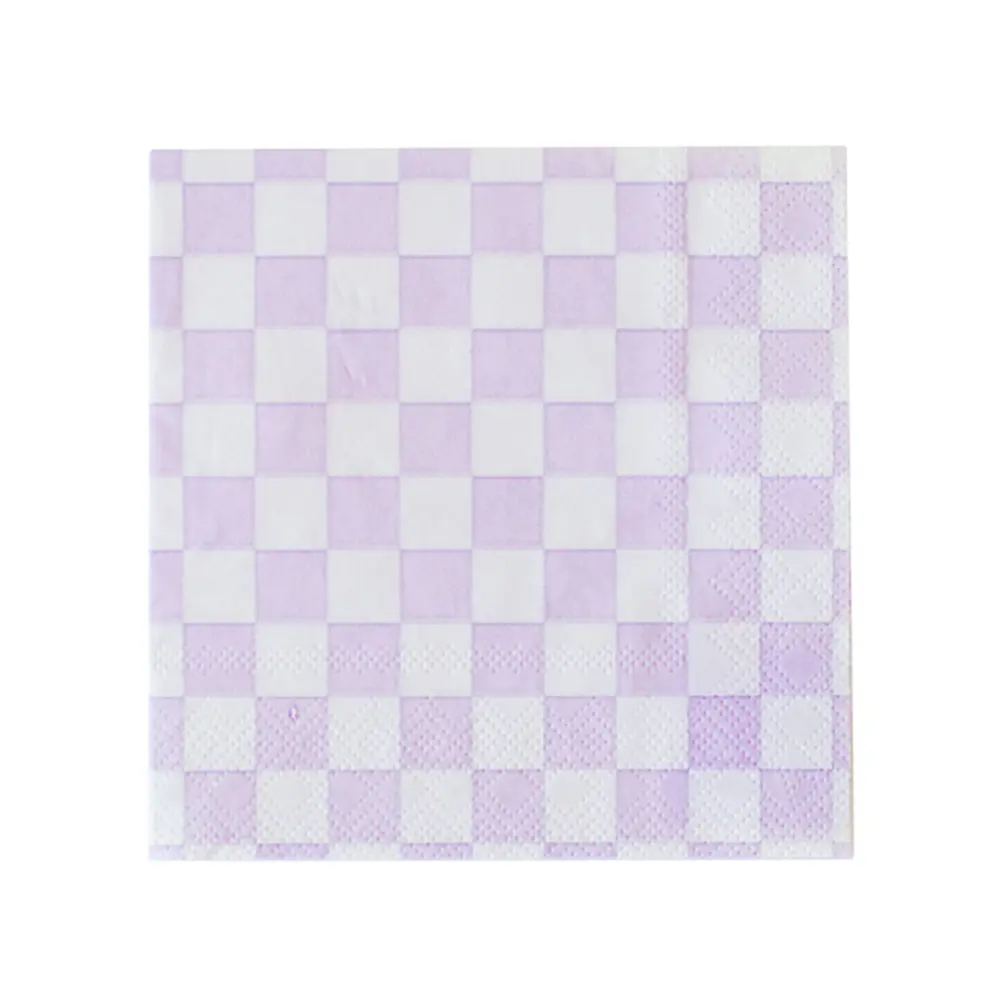 PURPLE CHECKER NAPKINS
