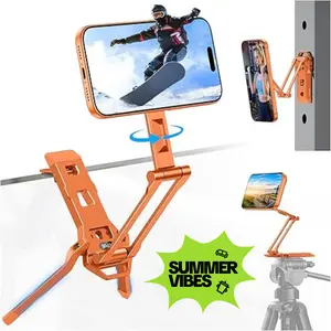 OMOTON TP06 Phone Holder for MagSafe Tripod Hook with Magnet Back & Arca-Swiss Base [Equipped Lanyard], 360°Rotating with 1/4" Screw, Magnetic Phone Tripod for iPhone 17/16 Pro Max Air Fits Vlog, Travel, Gym [Spring glow up]Summervibes