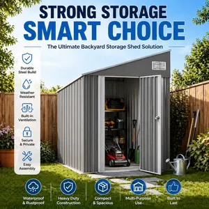 Outdoor Storage Shed Metal Garden Shed Single Hinge Door and Sloping RoofCompact Utility Tool House for Backyard Patio Lawn Organization Waterproof Air Ventilation Two Color Design Small Outdoor Storage Building Kit DIY
