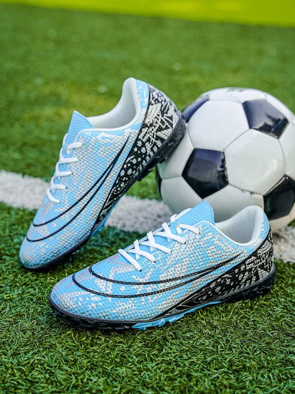 Unisex Blue - Silver - Black Contrast Football Shoes, Soccer Cleats, Personalized Texture Design, Breathable and Wear - resistant Upper, Strong Grip Studs for Better Field Performance, Ideal for Football Training and Matches