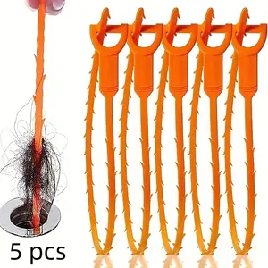 5-Piece Durable Plastic Drain Snake Set, Shower, Sink, Bathtub Plunger Kit, Easy Home Maintenance Tool for Hair & Dirt Removal