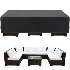 Heavy Duty Rectangular Patio Furniture Cover - 600D Waterproof Canvas Outdoor Dining Table and Chair Cover All Weather Protection summervibes