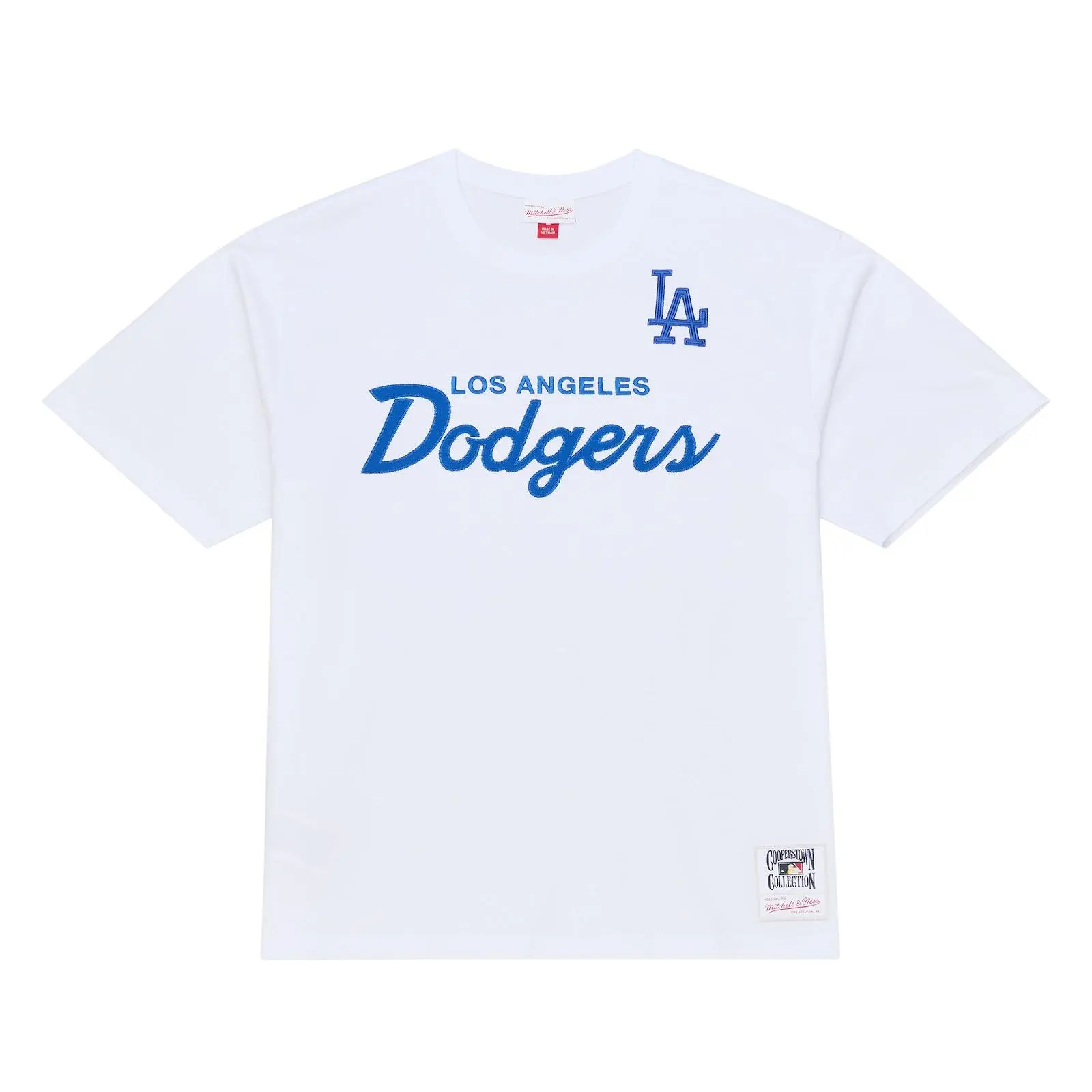 Los Angeles Dodgers White Head Coach T-Shirt MLB Throwback Tee Graphic Vintage Fan Gear Mitchell & Ness