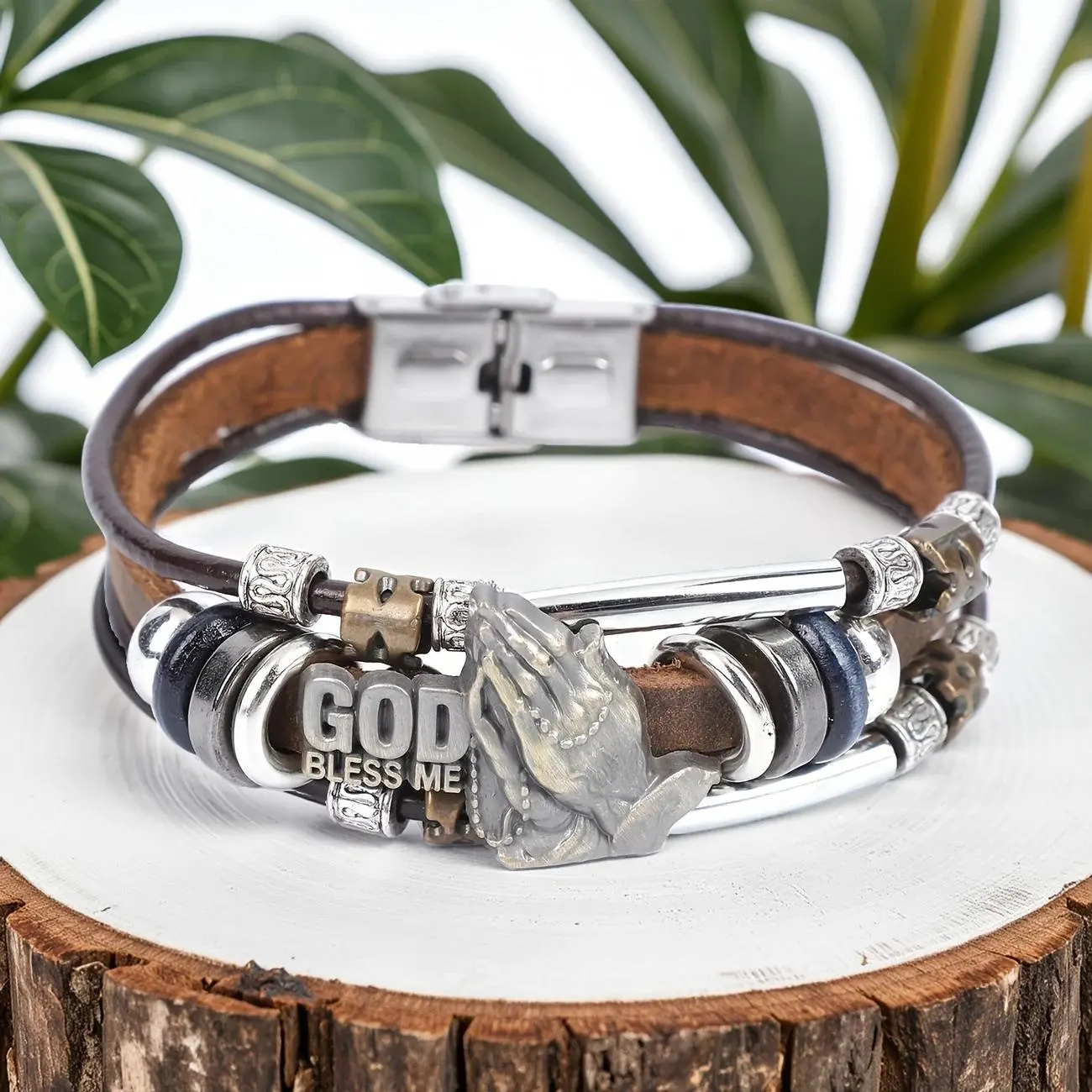 Men's Punk Leather Braided Adjustable Slider Bracelets - Vintage Beaded Designer Fashion Jewelry for Party, Daily Wear, Party Wear, Beads, Unisex Fit, Vintage Punk, Anniversary, Braided Look, Tribal Ethnic, Birthday, Fits Wrists Up To 2.76 Inches, Graduat