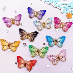 Colorful Butterfly Shaped Resin Decoration, 1 Hole Beads Pendant Decor Crafts Accessories, DIY Jewelry Making Supplies, DIY Beading Accessories