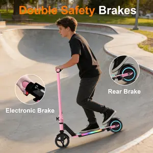 Commugo S5 Beginner-Friendly Folding Electric Scooter for Teens, 130W Motor, 8.7 Mph Max Speed, Adjustable Speed, Colorful Lights, LED Display, Foldable Design, Christmas/Thanksgiving Gifts for Boys & Girls, Folding Scooter