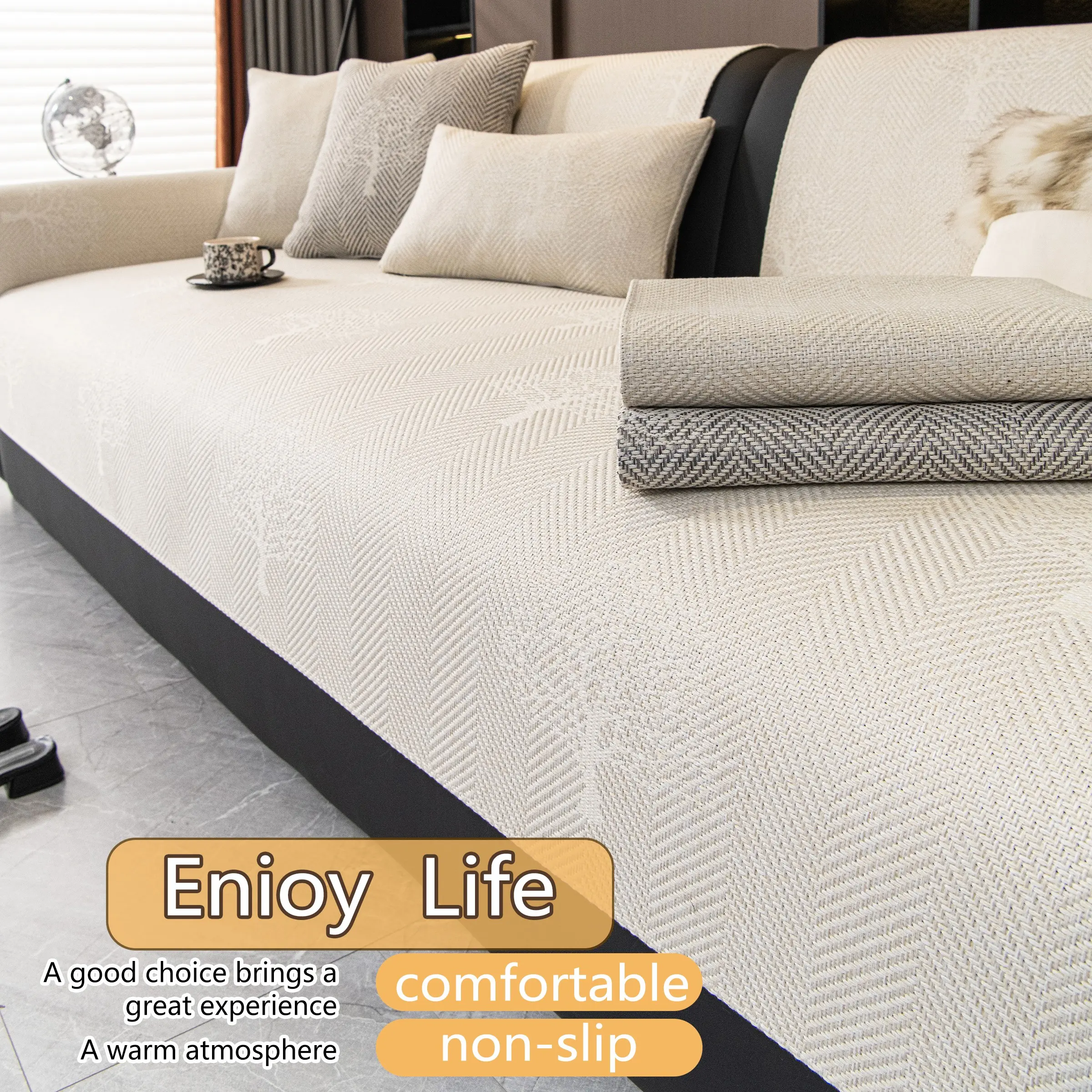Soft Chenille Sofa Protector, Scratch-Resistant, Durable, Non-Slip, Fits All Sofas, Pet-Friendly, Home Decor Essential