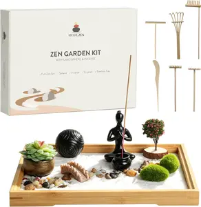 Zen Garden Kit for Desk Decor - Premium Japanese Mini Sand Garden with Therapy Sphere, Sensory Relaxation Meditation Sandbox for Mindful Focus, Stress Relief and Home Office Workspace