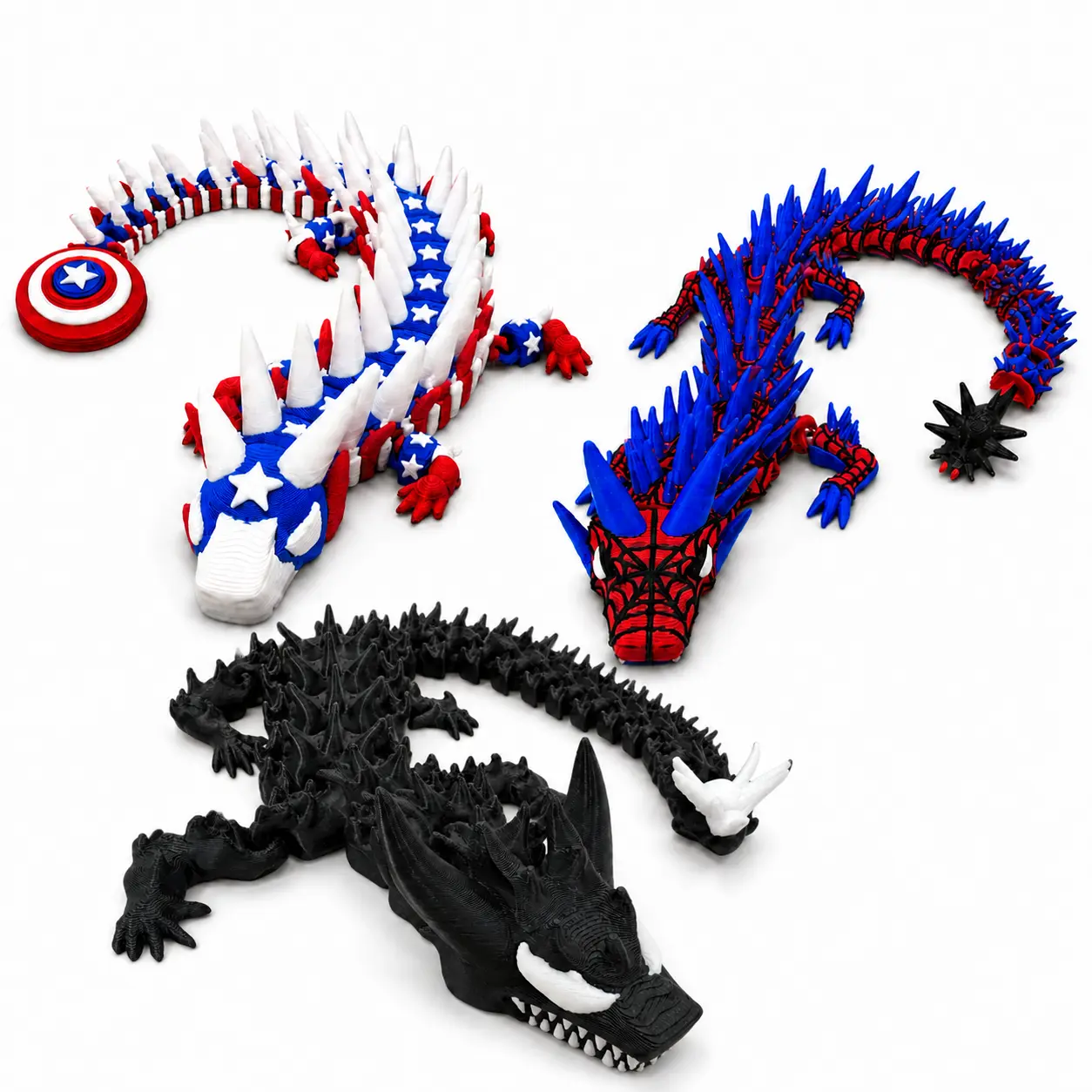 Summerwins 18-inch ABS 3D Printed Multi-Pattern Dragon Artistic Statue, Decorative Collector Ornaments, Home Desk Decor, Ideal Gift for Collectors Home Decoration Collectible Livingroom Decor And Accessories