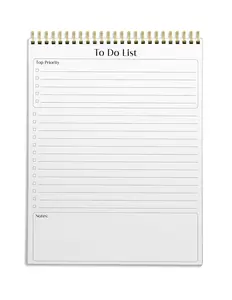 Better Office Products To Do List Notepad, 8.5" x 11", Planning Note Pad, 50 Sheets, Double Wire Spiral, Daily Agenda Productivity Checklist Organizer,(1 Pack)