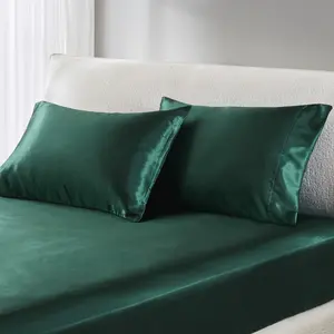 360 Stand Smooth Satin Wrinkle-Free King Size Pillowcases, 2-Piece Sets, 20x40x0.13 in, Emerald Luxury Polyester Pillowcases, Two Piece Sets