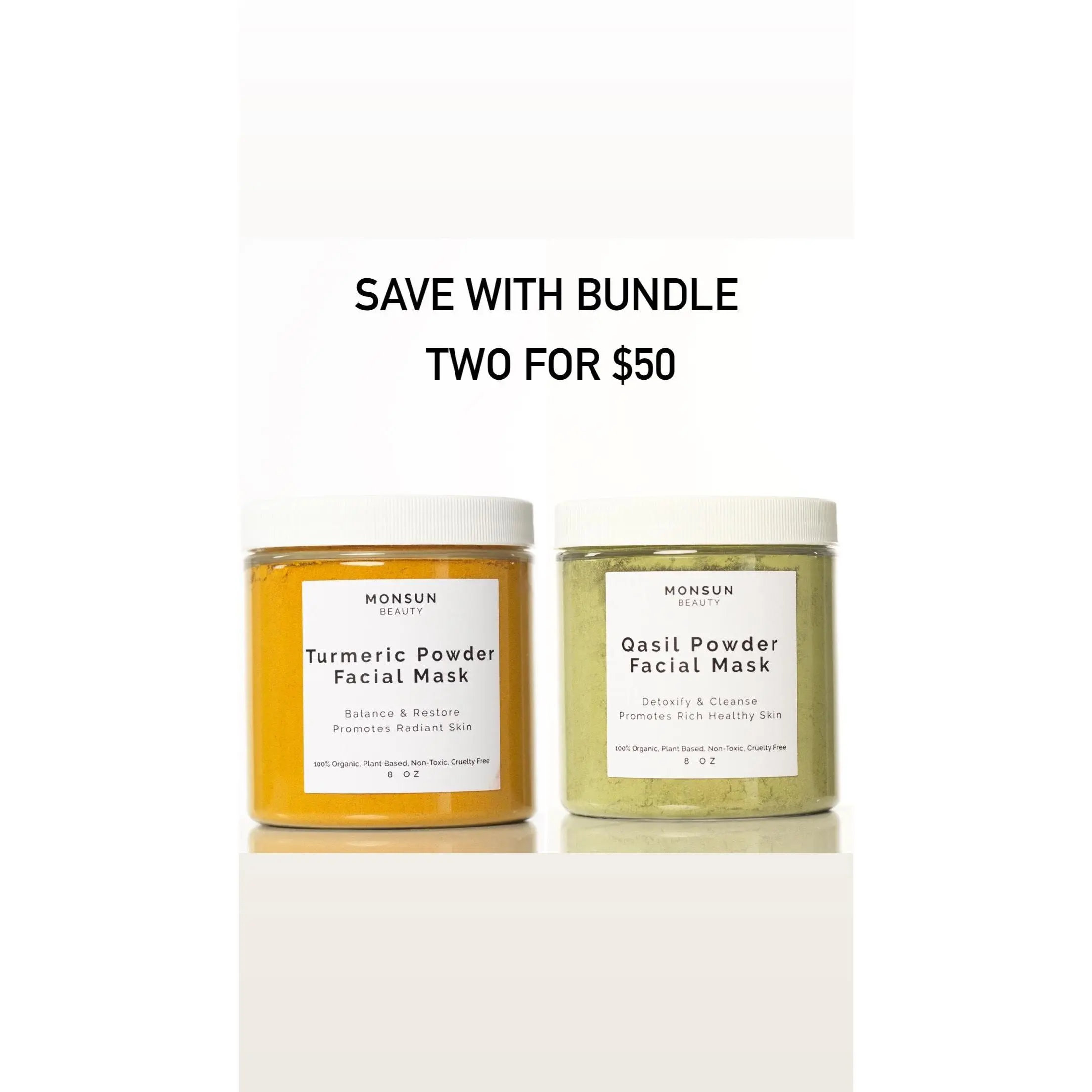 Organic Qasil & Turmeric Face Mask Powder, 8oz Bundle for Brightening, Hydrating & Skin Repair, Vegan Plant-Based Skincare for Sensitive Skin, Cleansing, Radiant Skin