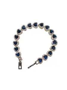 Heart Shaped Blue Crystal Decorated Bracelet, Heart Design Bracelet, Fashion Jewelry for Party, Daily Clothing Decor, Trendy All-match & Exquisite Jewelry for Birthday Gift