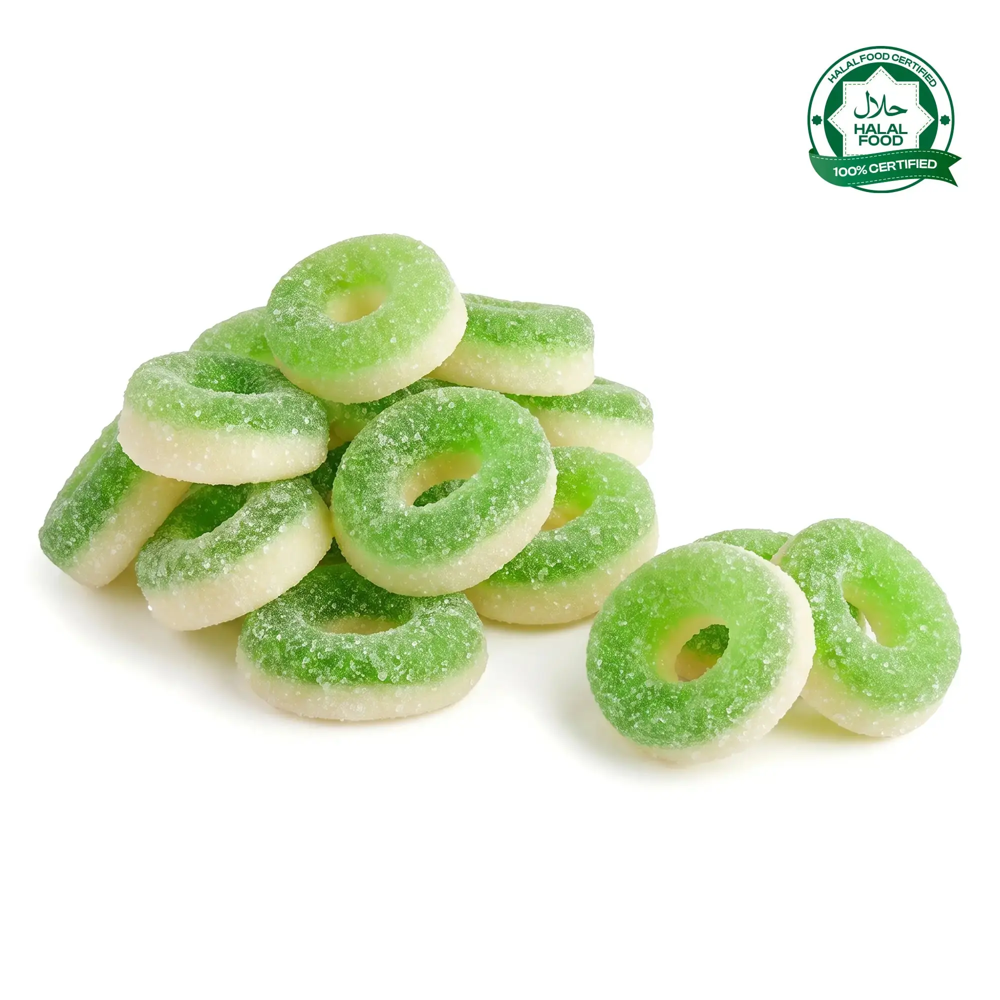 NY Spice Shop Halal Certified Gummy Apple Rings - Soft & Chewy Gummy Candy - Green Apple Rings - Fruity Candy Snack - Party Treats - Candy Buffet