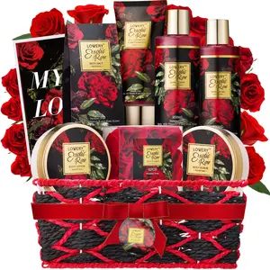 Lovery Exotic Rose Spa Gift Basket - 13pc Self Care Set for Bath & Body, Beauty & Personal Care