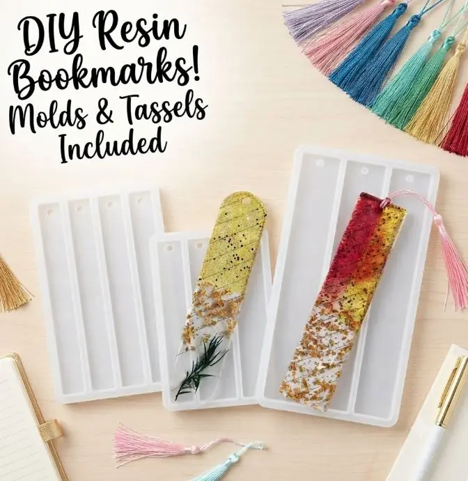 3-Pack Rectangle Bookmark Silicone Molds with Tassels, Small & Medium DIY Resin Casting Molds for Crafts