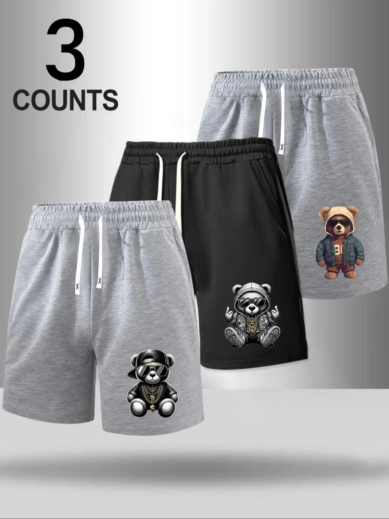 Men's Bear Print Boxer Brief, Casual Comfy Breathable Underwear for Daily Wear, Mens Underwear for Summer
