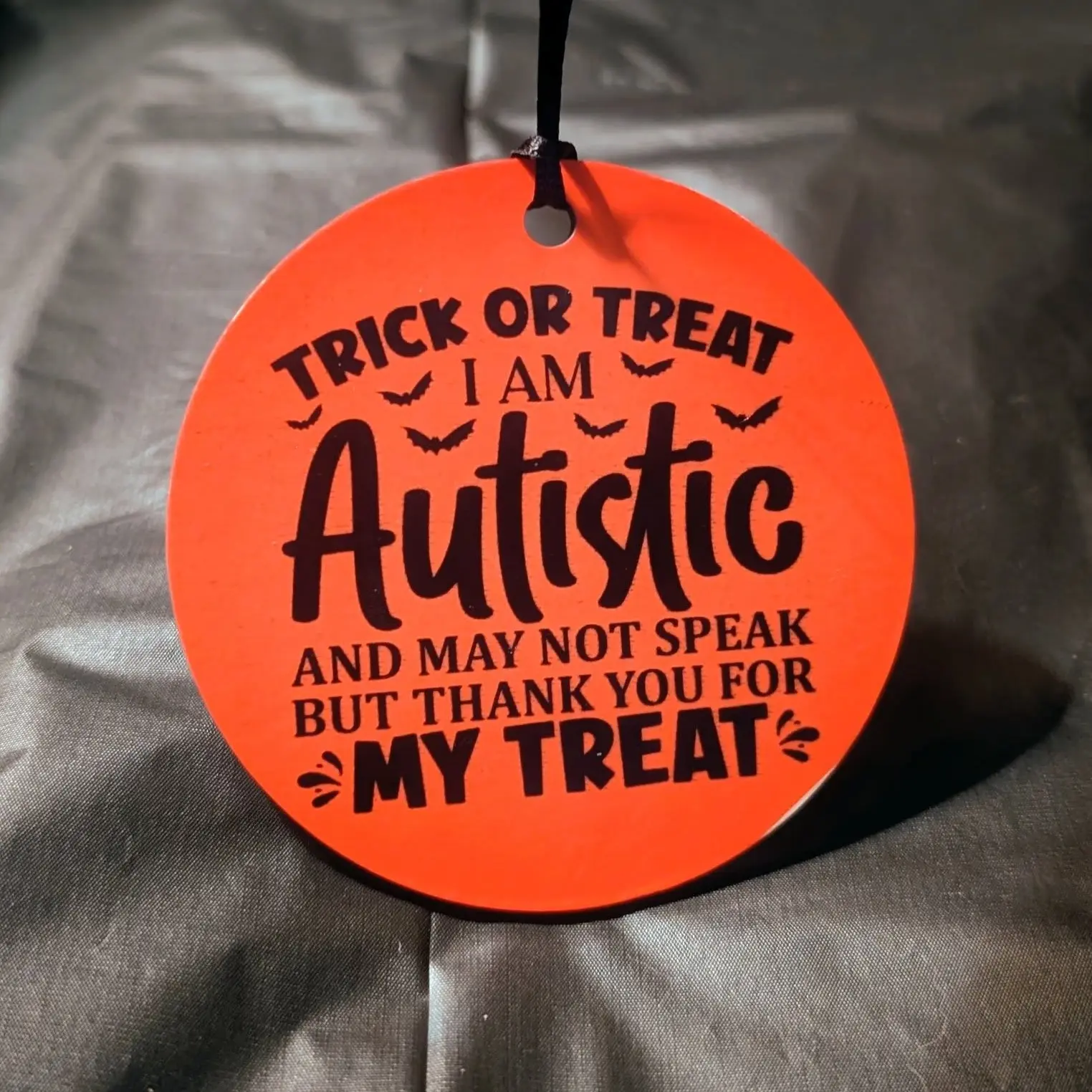 Autism-Friendly Trick or Treat Bag Tag | Inclusive Halloween Bag Tag for Nonverbal, Minimally Verbal, Spooky Season, Autism Acceptance