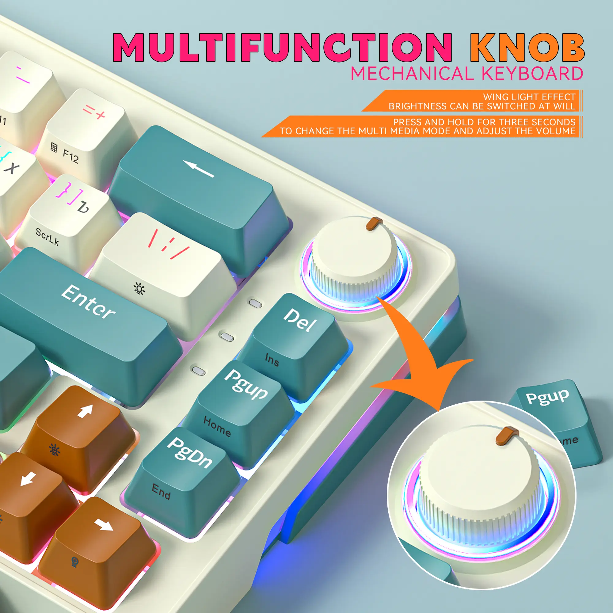 ZIFRIEND ZA68 Pro Mechanical Keyboard with knob 68 Keys Wired