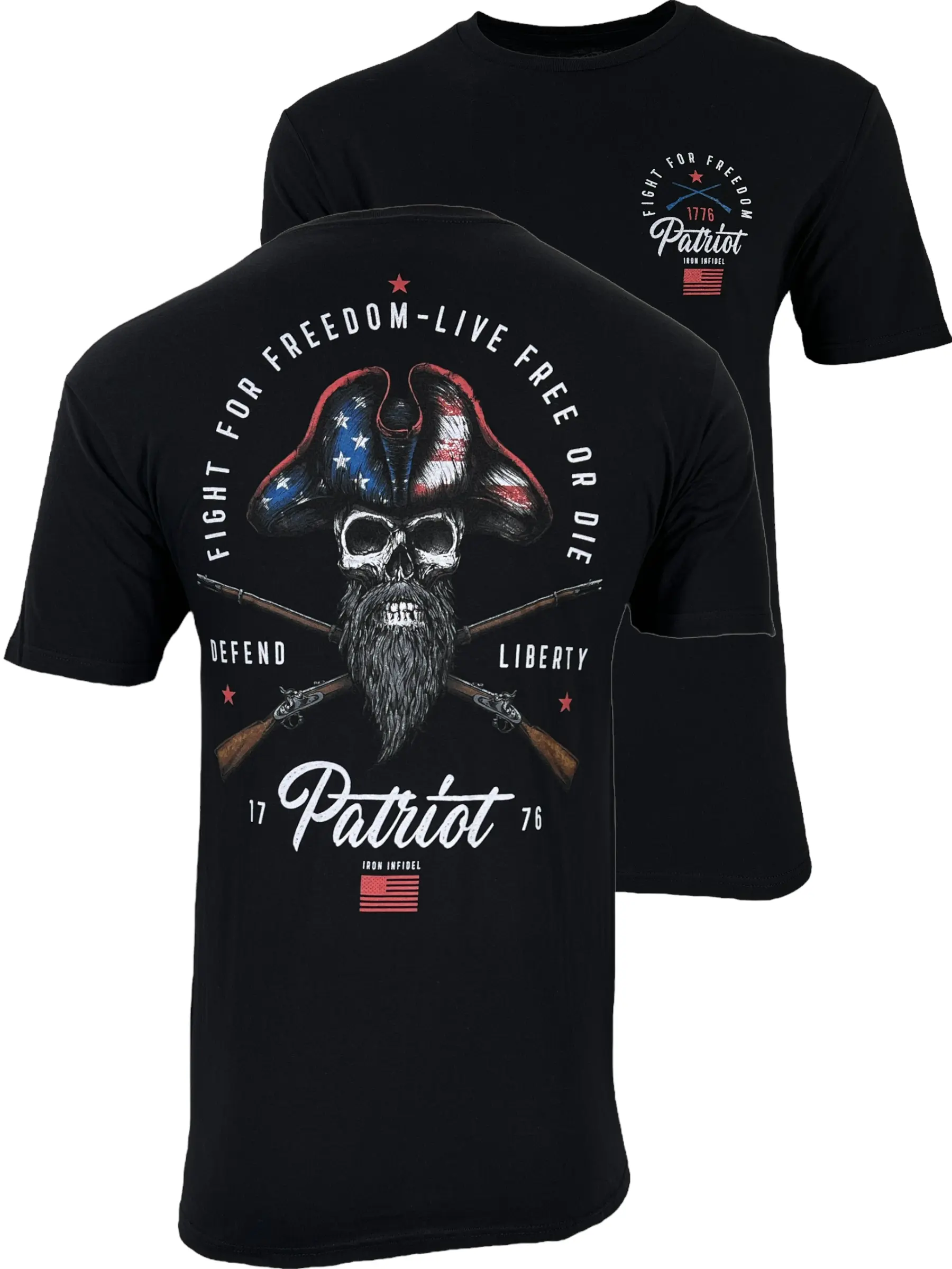 Howitzer Men's Iron Freedom Graphic T-Shirt - Casual Cotton Shortsleeve with Hand Drawn Art Supporting Veterans, Firefighters & First Responders, Charity Support