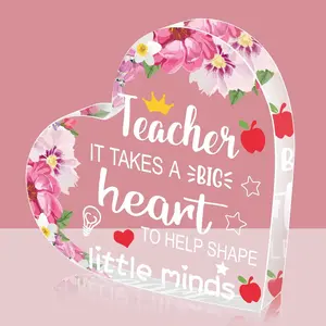 Heart Shaped Acrylic Ornament, Teacher Appreciation Gift, Thank You Teacher Gift, Teacher Retirement Gift, Office Desk Decor, Home Decor, Signs, Signage, Heart Plaque